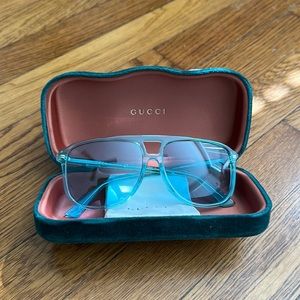 GUCCI 58mm Aviator Sunglasses Light Blue GG0262SA